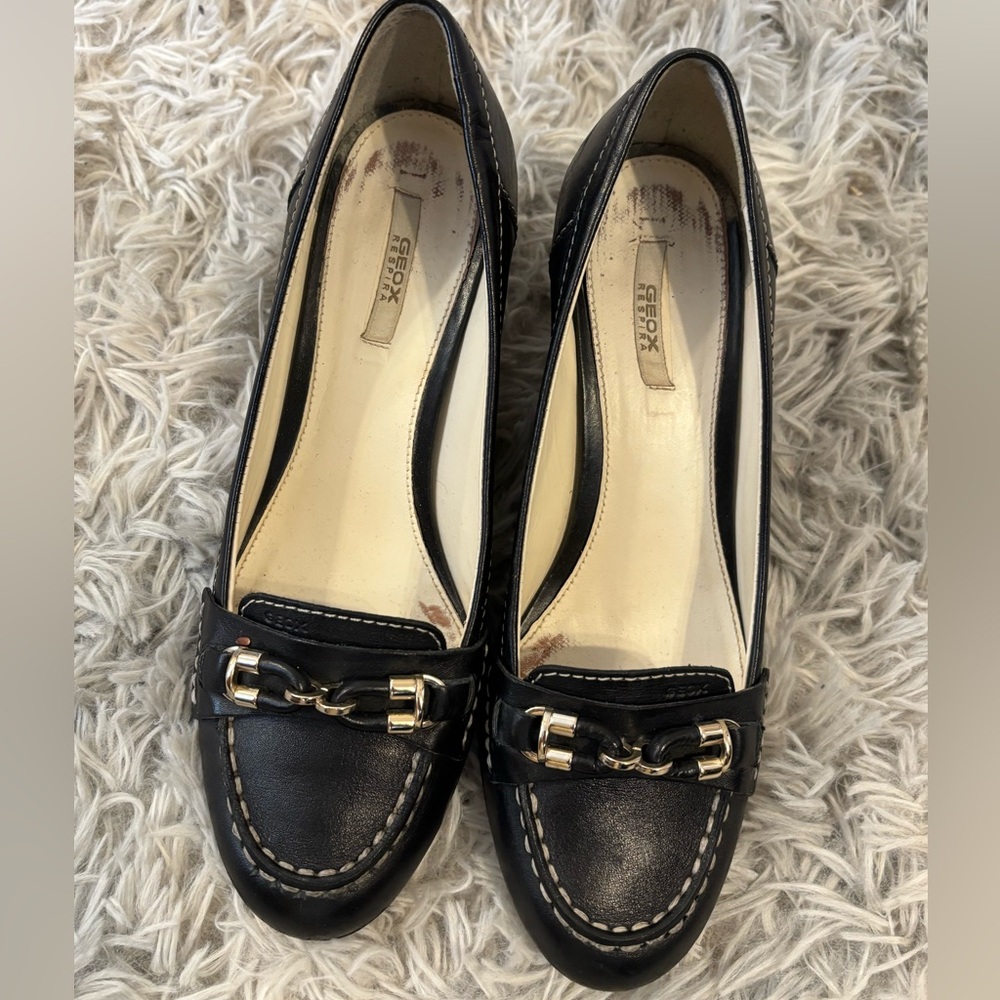 Geox Women's Black Heeled Loafers